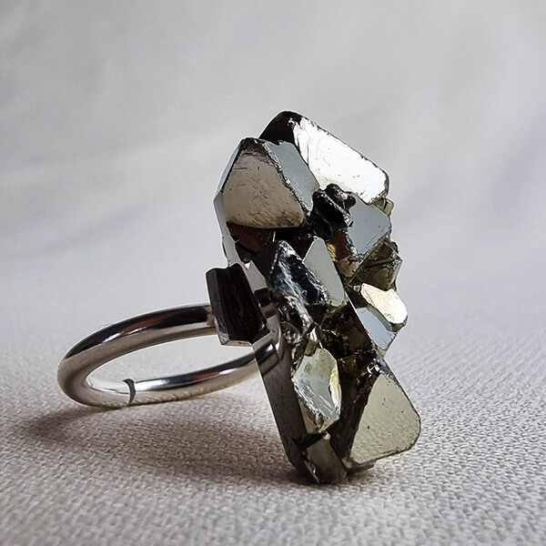 Sterling silver ring with Pyrite crystal