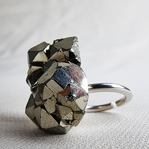 Sterling silver ring with Pyrite crystal
