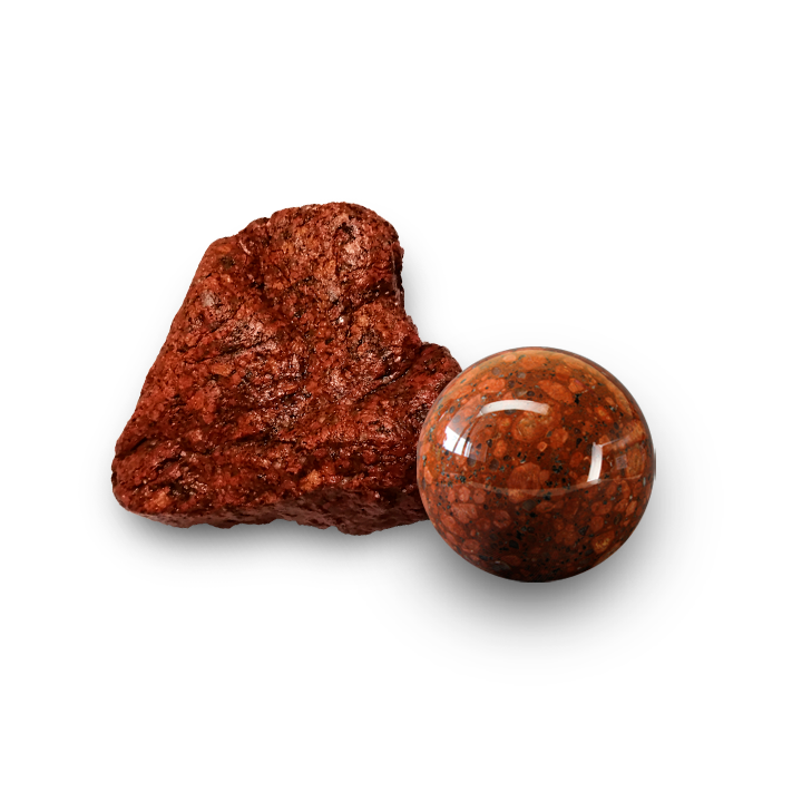 Peruvian rosophia rough rock and sphere