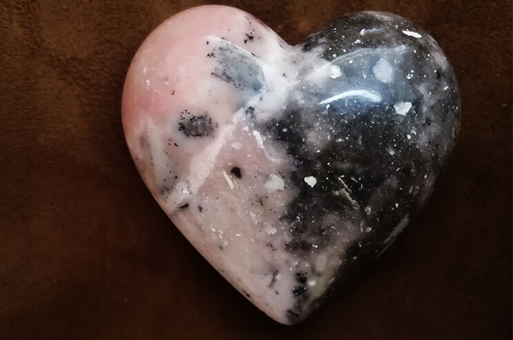 Pink Boulder Opal heart