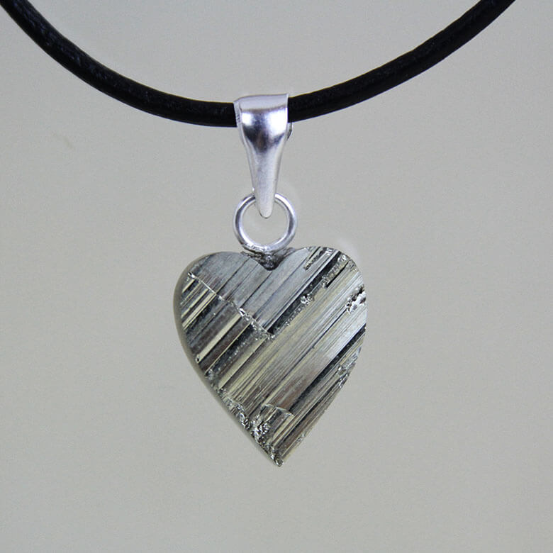 Pyrite heart line surface tiny Sterling silver ring with Pyrite crystal