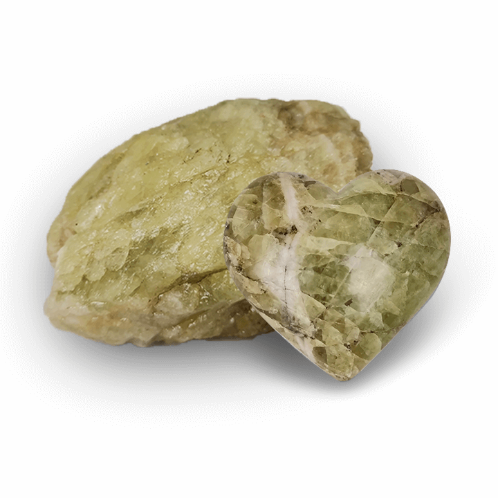 Apatite with heart Canadian Pinolite rough cut