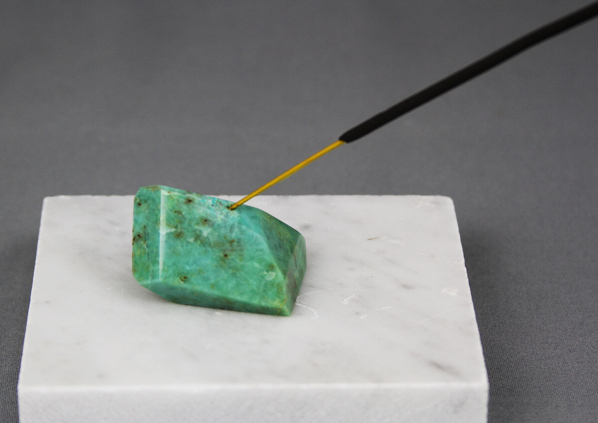 Chrysocolla incense base incense pinolite crystal stand