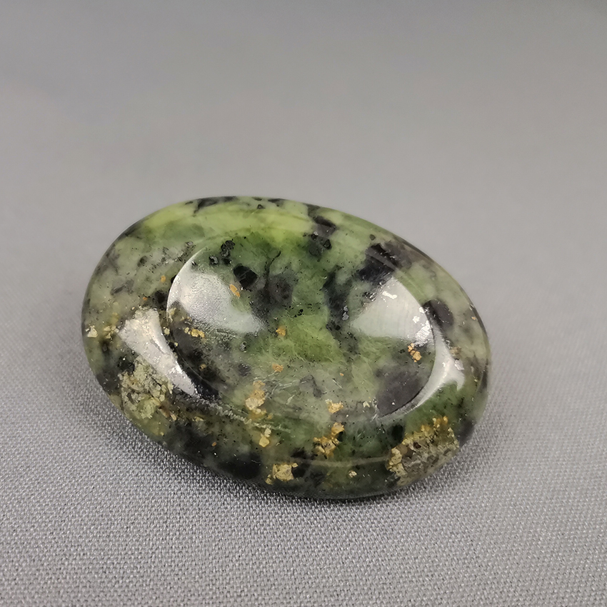Green jade nephrite worry stone