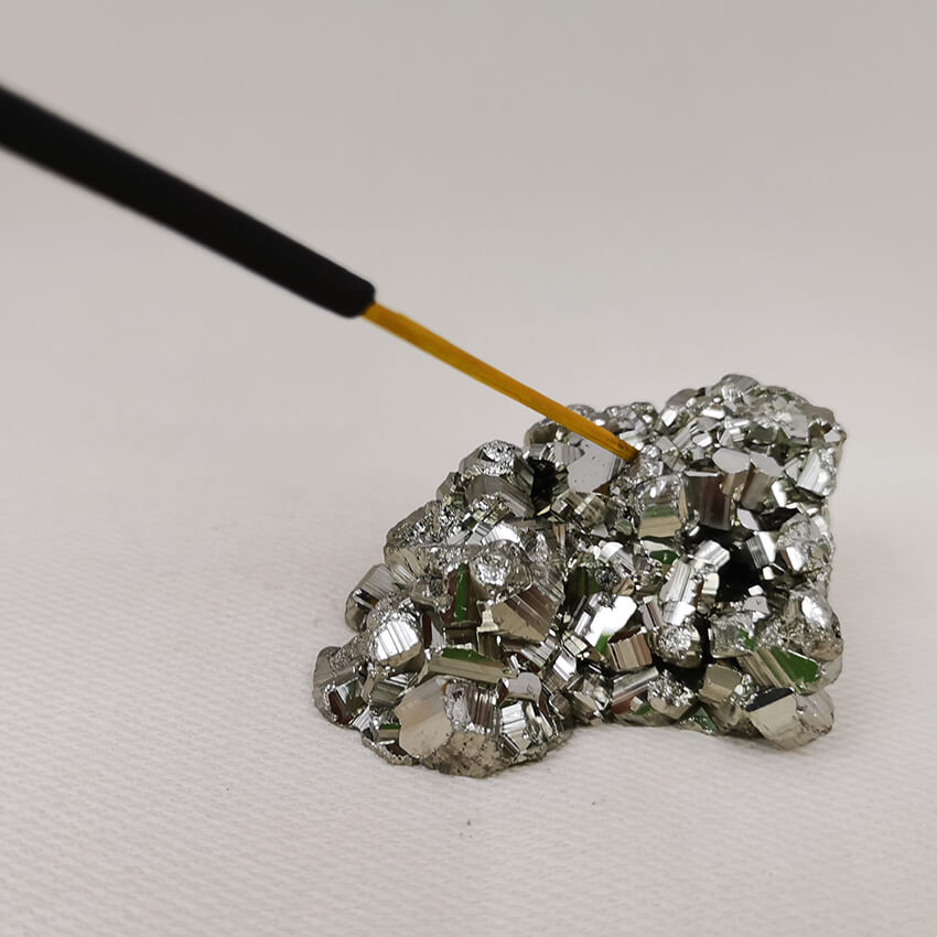 flat pyrite crystal cluster incense base 4 Master Cabochon made from chrysocolla 3