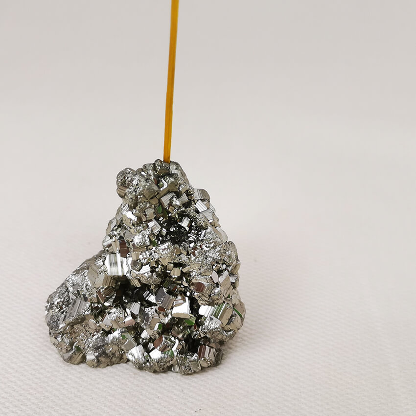 beautifull hand-made pyrite cluster sphere stand