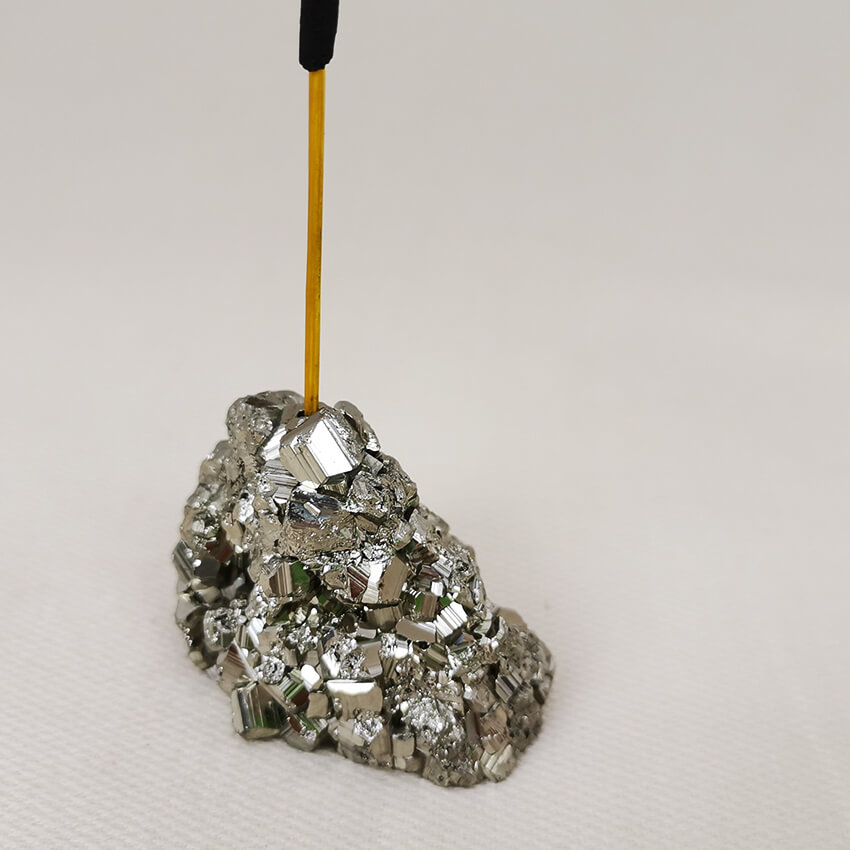 high pyrite crystal cluster incense base 5