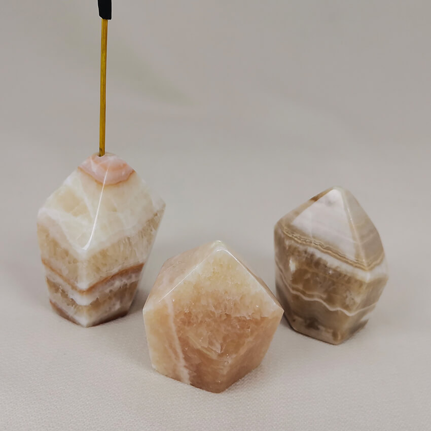 incense coati Aragonite crystal stand