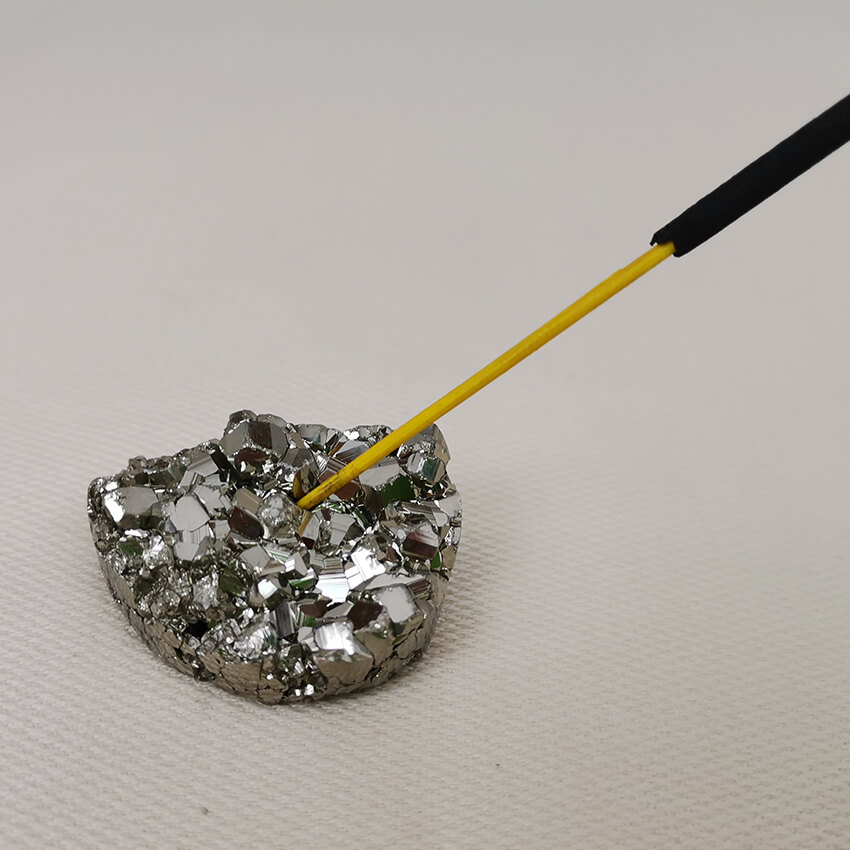 polished small pyrite incense base 4