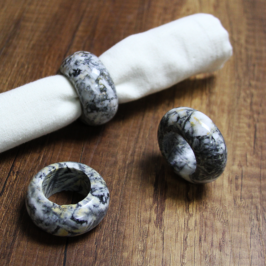 Exclusive napkin rings hand-made from angelite