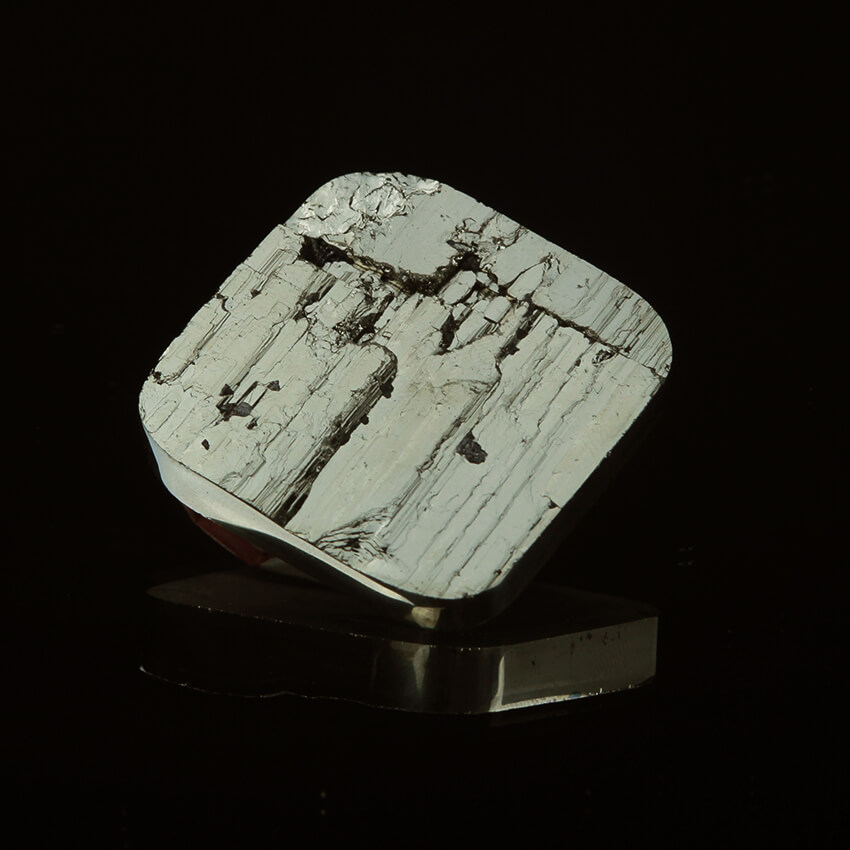 Pyrite cab 01 tiny Cabochon made from the surface of pyrite crystal