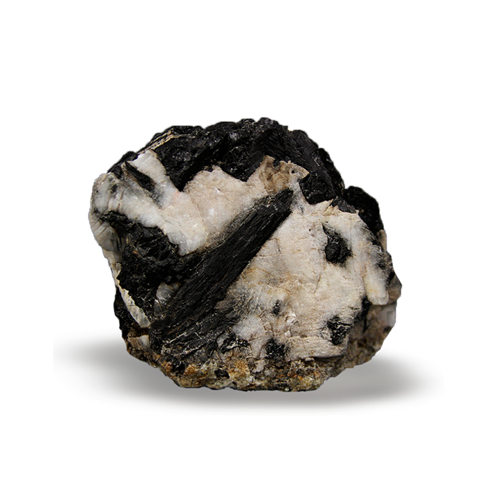 turmaline crystal in calcite Canadian Pinolite rough cut