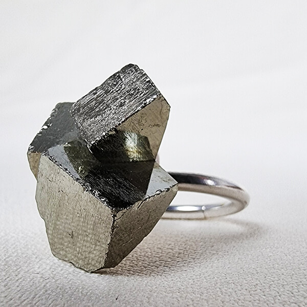 Sterling silver ring with Pyrite crystal