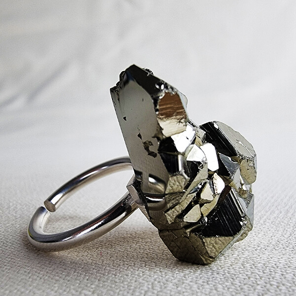 Sterling silver ring with Pyrite crystal