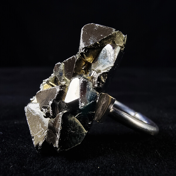 Sterling silver ring with Pyrite crystal