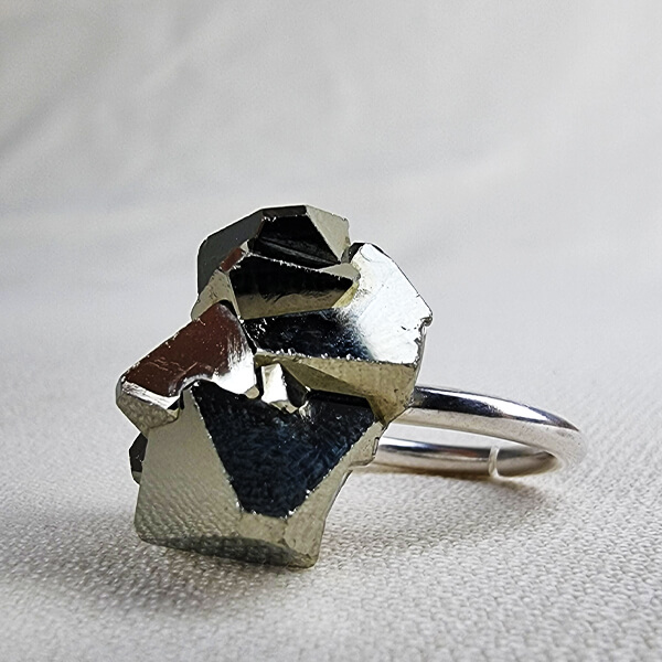 Sterling silver ring with Pyrite crystal