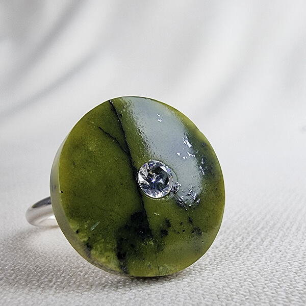 Collection Orbita: silver ring with Serpentinite disk