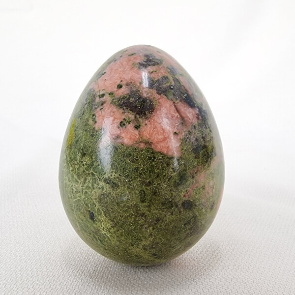 rhodonite with green epidote egg
