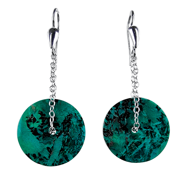 Ja-002-crt-001 Earrings model orbita 2 made from chrysocolla discs and sterling silver ti Master Cabochon made from chrysocolla 3
