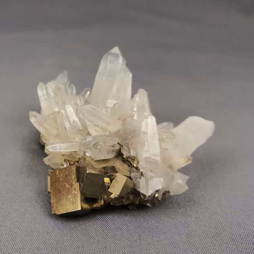 ESP004 Quartz and Pyrite Crystal Cluster Small Cabinet 127 gr