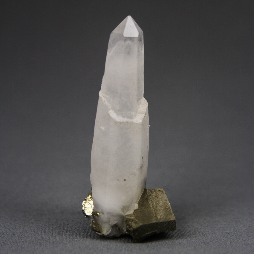 ESP020 Quartz point on pyrite gr 75 mm tiny