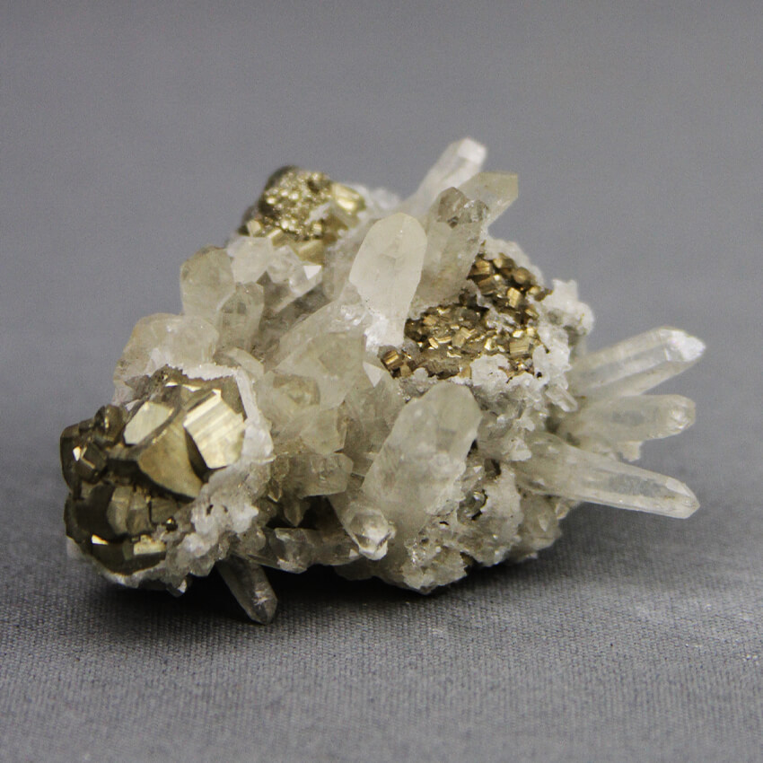 ESP220 Quartz crystal cluster with pyrite crystals ti