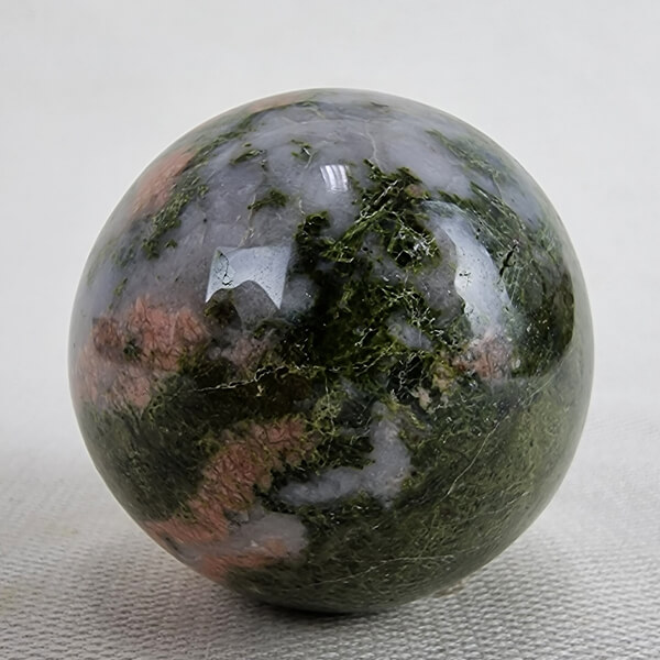 Rhodonite with Epidote and Quartz Sphere