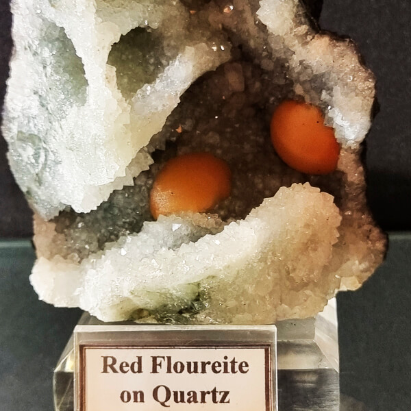 Red Fluorite on Quartz from Ahmednagar India