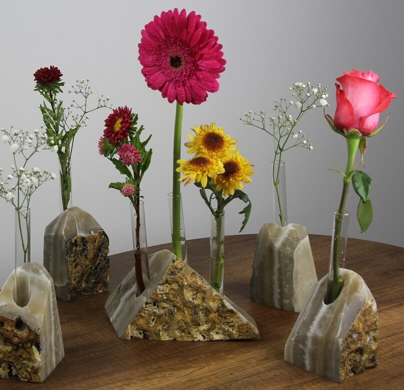 Flower vases made from ethical crystals Gemrock