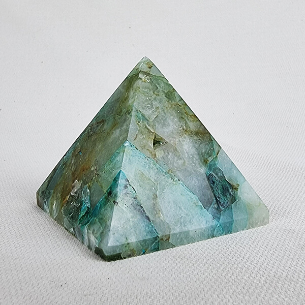Quartz with Chrysocolla Pyramid ethical crystals Gemrock