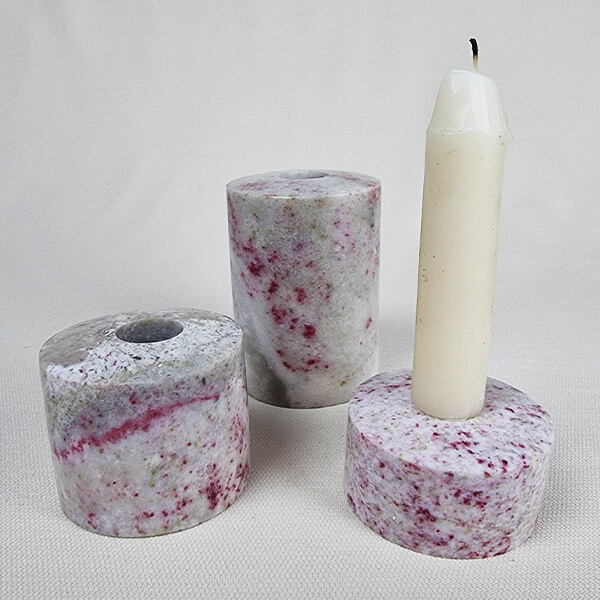 Cherry Blossom Stone candle holders cinnabrite ethical crystals Gemrock
