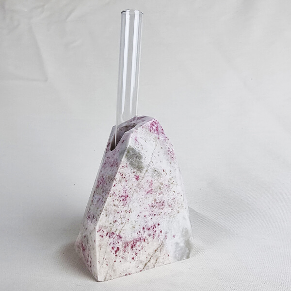 Cherry Blossom Stone flower vase cinnabrite ethical crystals Gemrock