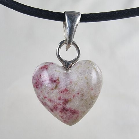 Cherry Blossom Stone heart pendant cinnabrite ethical crystals Gemrock