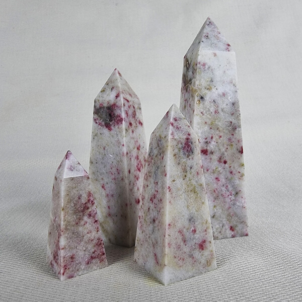 Cherry Blossom Stone obelisk towers cinnabrite ethical crystals Gemrock