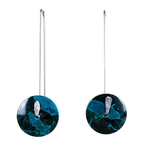 Chrysocolla sterling silver earrings ethical crystal jewelry Gemrock 05