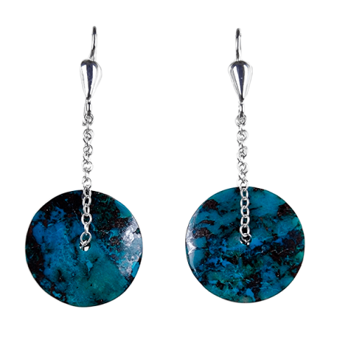 Chrysocolla sterling silver earrings ethical crystal jewelry Gemrock 07 Chrysocolla sterling silver earrings ethical crystal jewelry Gemrock 07 chrysocolla gemstone quality standard