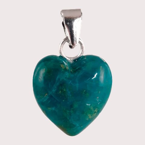Chrysocolla sterling silver heart pendants ethical crystal jewelry Gemrock 02
