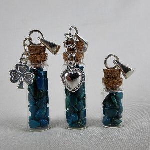 Chrysocolla sterling silver mini-bottle pendants ethical crystal jewelry Gemrock 01