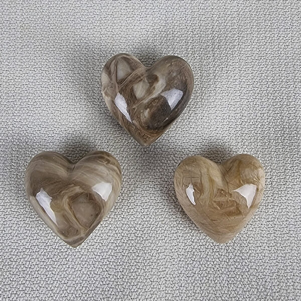 Ethical Caramel Calcite Crystal hearts Gemrock