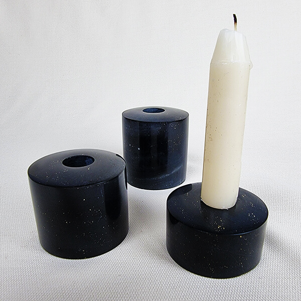 Ethical Peruvian Black Jade Crystal Candle Holders Lemurian Jade Gemrock