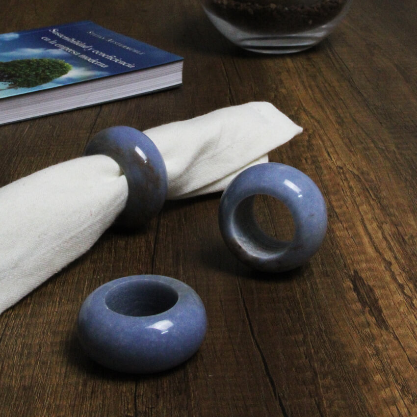 Ethical crystals Angelite Crystal napkin rings Gemrock