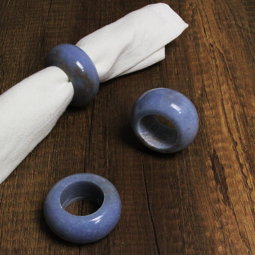Ethically sourced Angelite Crystal Napkin ring Gemrock