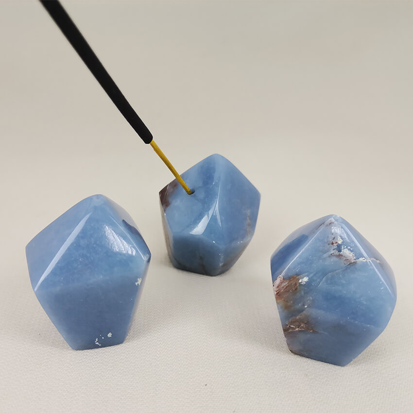 Ethically sourced Angelite Crystal incense stand Gemrock