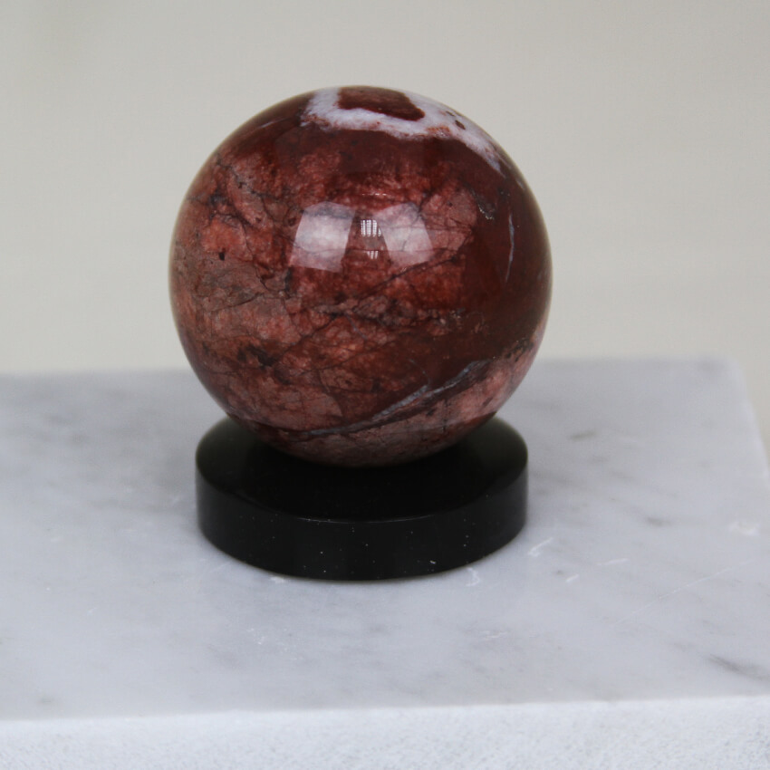 Ethically sourced Peruvian Black Jade Crystal Sphere stand Lemurian Jade Gemrock