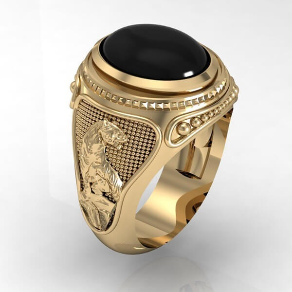 Mens Signet Ring tiger silver ring Gemrock