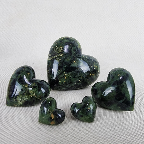 Nephrite Green jade hearts ethical crystals Gemrock