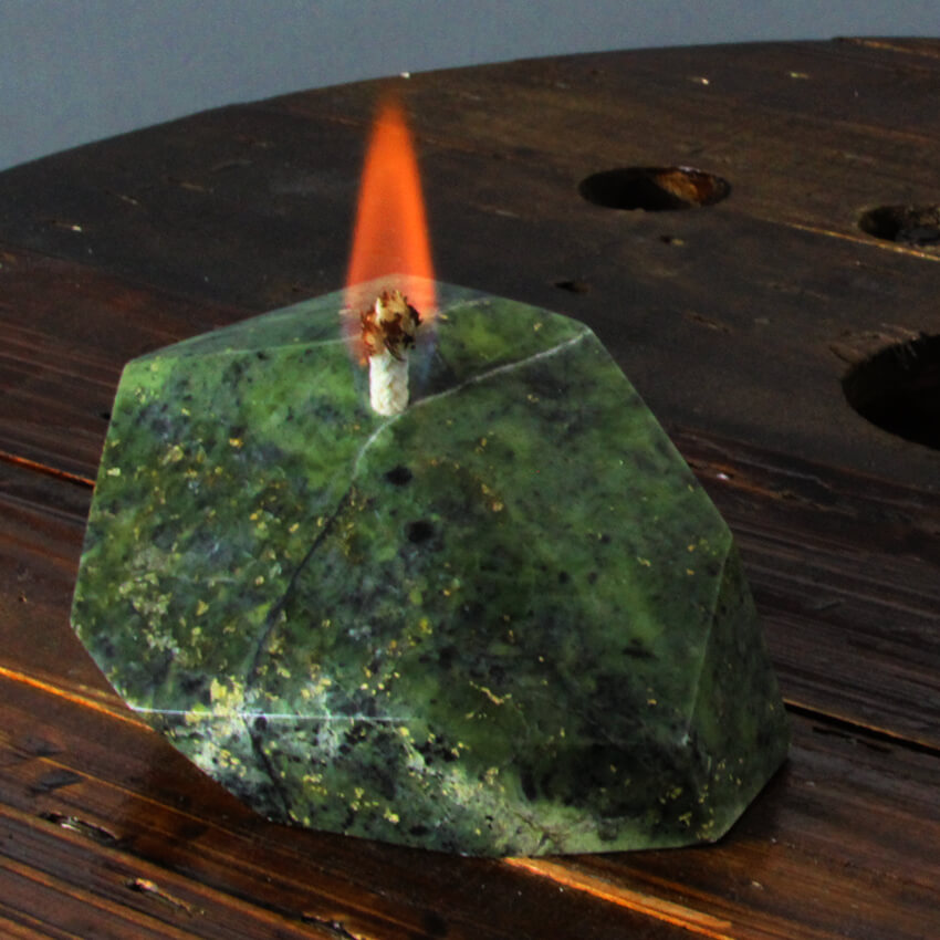 Nephrite Green jade oil-lamp ethical crystals Gemrock