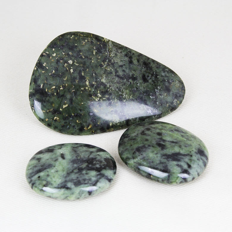 Nephrite Green jade palm stones ethical crystals Gemrock