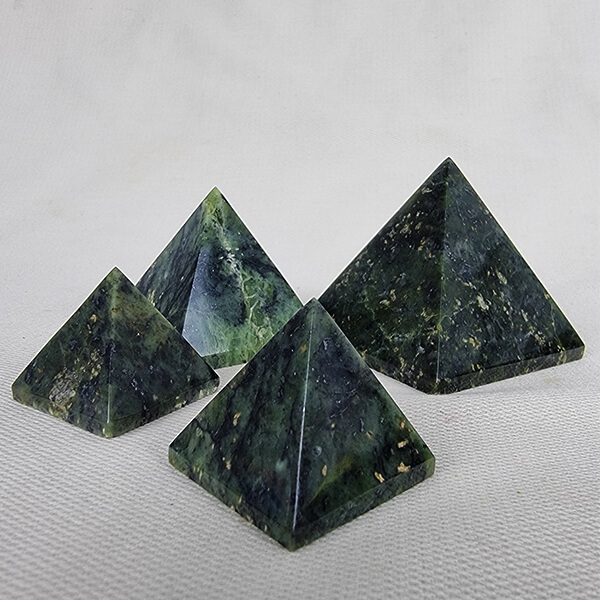 Nephrite Green jade pyramids ethical crystals Gemrock