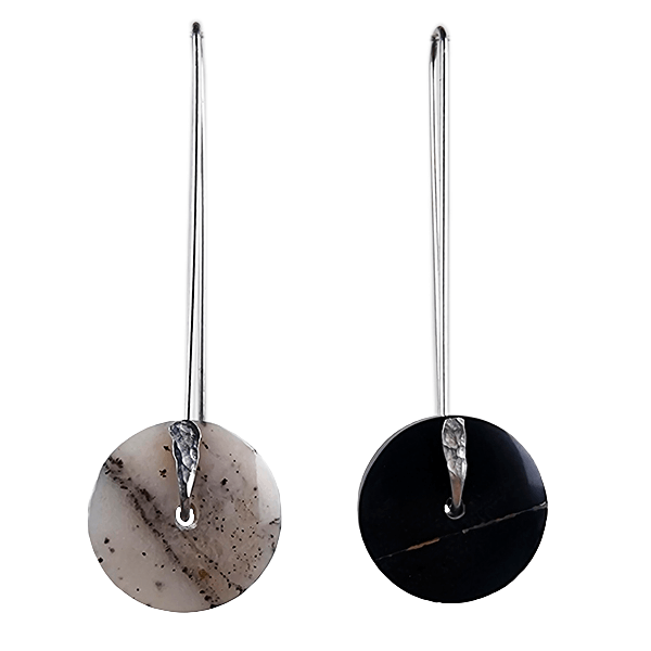 Peruvian Black Jade and Pink Opal Earrings Gemrock jewelry 2